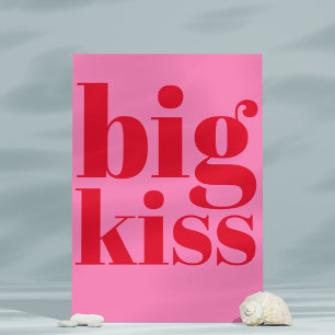 Postal ¡Gran Beso! Moderna negrita rojo - Tipografía rosa
