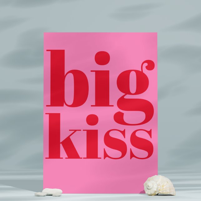 Postal ¡Gran Beso! Moderna negrita rojo - Tipografía rosa (Subido por el creador)