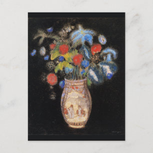 Postal Gran Bouquet sobre fondo negro, Redon,