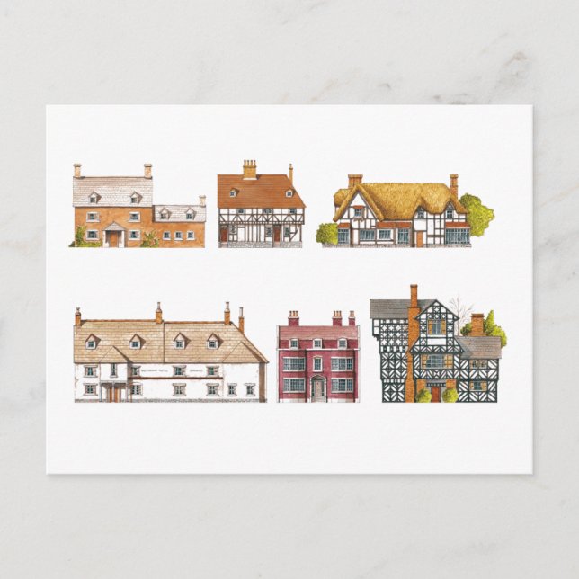Postal Gran Bretaña. Casas rurales (Anverso)