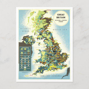 Postal Gran Bretaña Resources Map Vintage