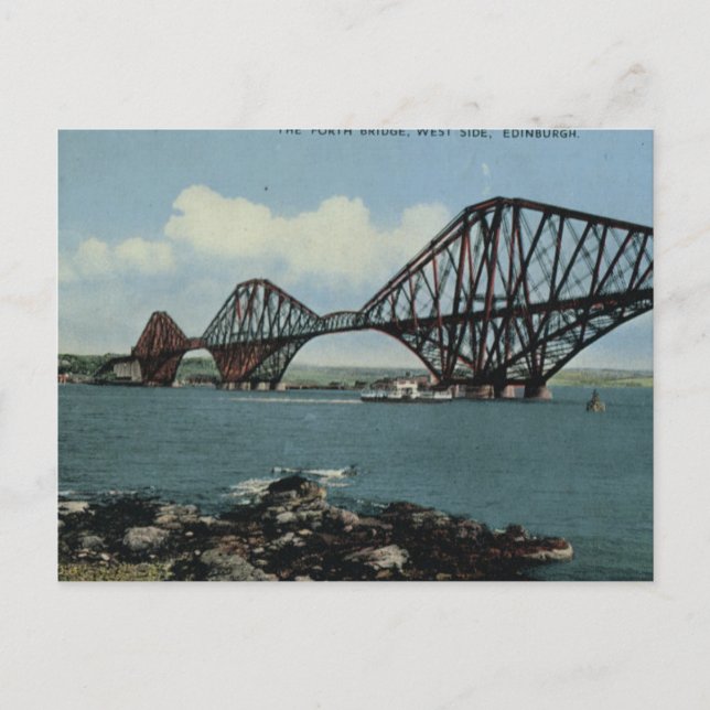 Postal Gran Bretaña vintage, Edimburgo, Puente Forth (Anverso)