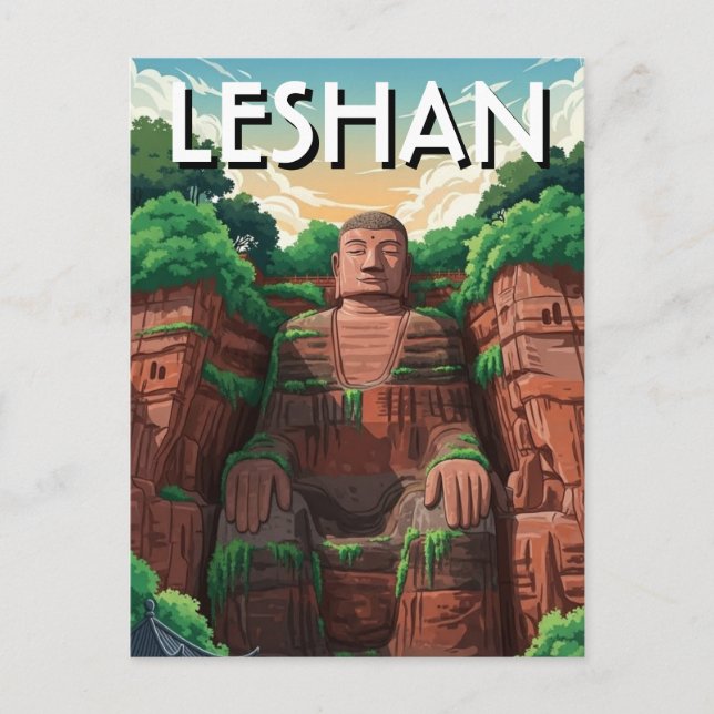 Postal Gran Buda de Leshan Viajes a China (Anverso)