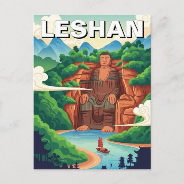 Postal Gran Buda de Leshan Viajes a China (Anverso)