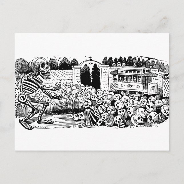 Postal Gran Calavera Eléctrica de José Guadalupe Posada (Anverso)