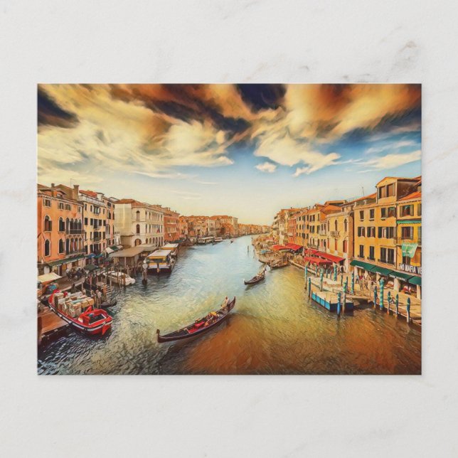 Postal Gran canal de Venecia con góndolas (Anverso)