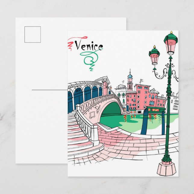 Postal Gran canal del puente Rialto Venecia Italia Viaje (Anverso / Reverso)