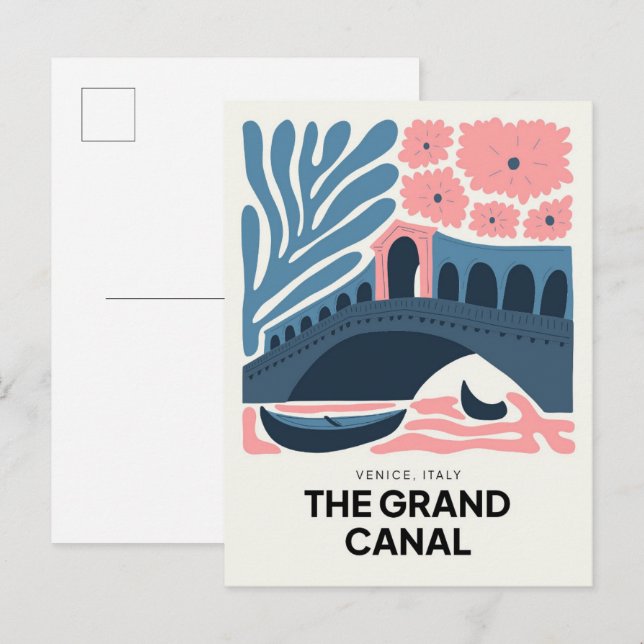 Postal Gran Canal Venecia Italia abstracto viaje floral (Anverso / Reverso)