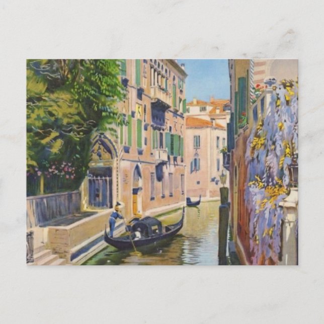 Postal Gran Canal Vintage Góndolas Venecia Italia Viaje (Anverso)