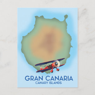 Postal Gran Canaria isla canaria, arte de cartel de viaje