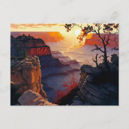 Postal Gran Cañón en la pintura digital Sunset