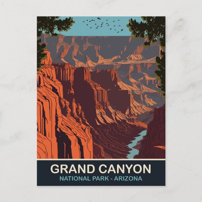 Postal Gran Cañón, Parque Nacional, Arizona, Viajes (Anverso)
