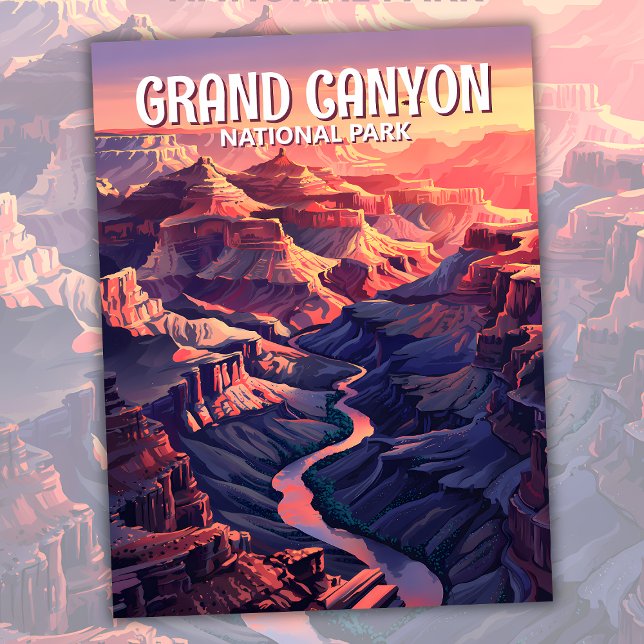 Postal Gran Cañón personalizado Sunset Panorama Watercolo (Custom Grand Canyon Sunset Panorama Watercolor Postcard)