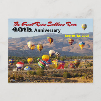 Postal Gran carrera de globos de Reno 40 aniversario