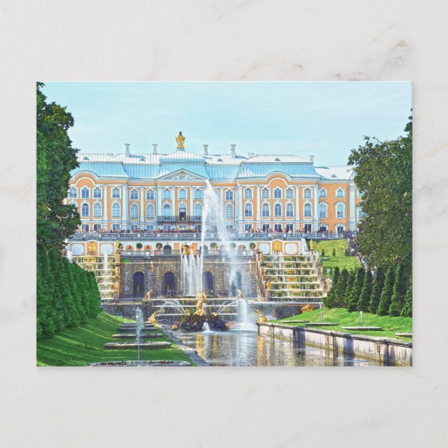Postal Gran Cascada del Palacio Peterhof, Rusia (Anverso)