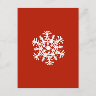 Postal Gran copo de nieve blanco en rojo