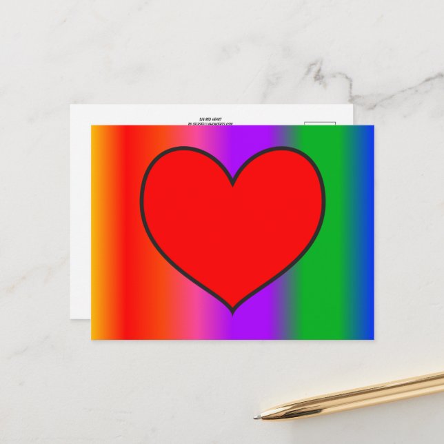 Postal Gran corazón rojo (Anverso/Reverso In Situ)