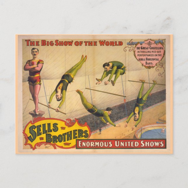 Postal Gran Costellos Trapeze Show Circus Poster (Anverso)