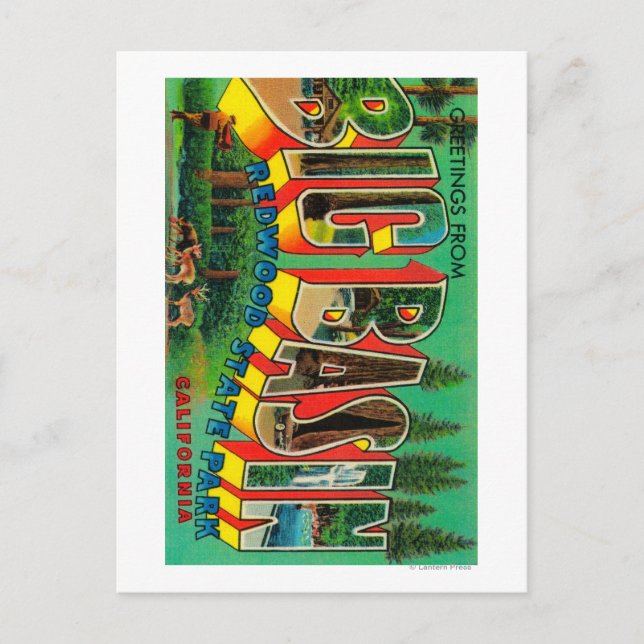 Postal Gran Cuenca, California - Escenas de letras grande (Anverso)