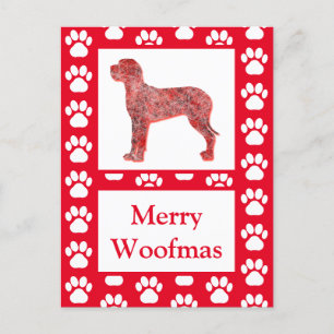 Postal Gran Dane Dog Silhouette Red Merry Christmas