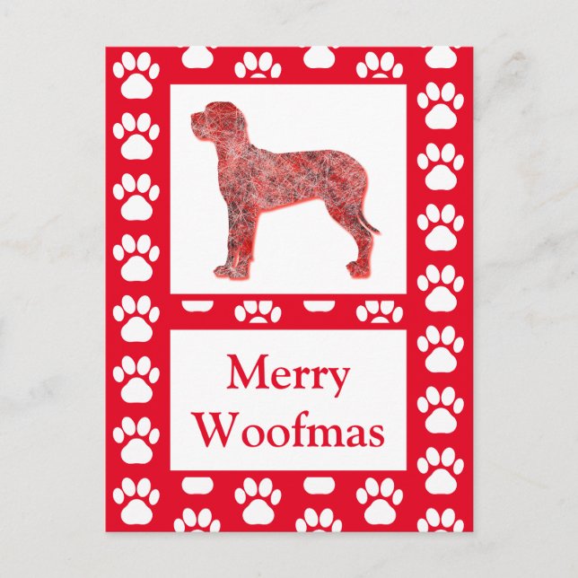 Postal Gran Dane Dog Silhouette Red Merry Christmas (Anverso)