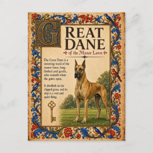 Postal Gran Danés, Arte de Bestiario Medieval