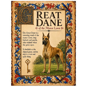 Postal Gran Danés, Arte de Bestiario Medieval