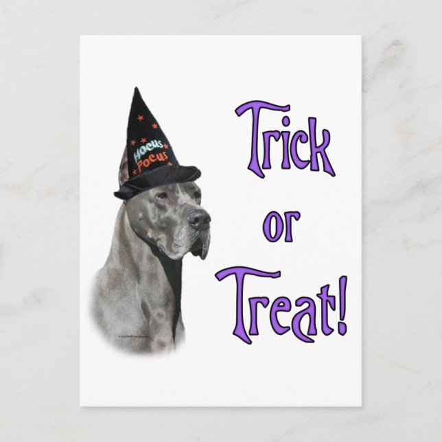 Postal Gran danés (azul) Trick (Anverso)