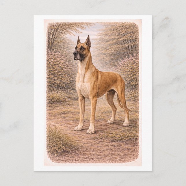 Postal Gran danés de estilo vintage (Anverso)