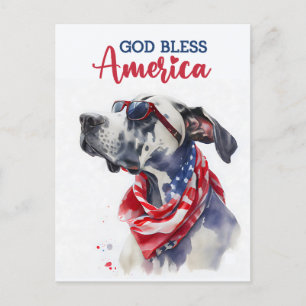 Postal Gran Danés patriota, Dios bendiga a América