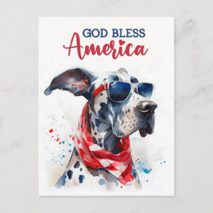 Postal Gran Danés patriota, Dios bendiga a América