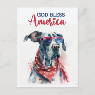 Postal Gran Danés patriota, Dios bendiga a América