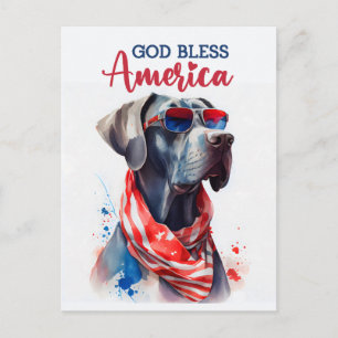 Postal Gran Danés patriota, Dios bendiga América