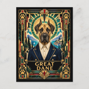 Postal Gran Danés, Perro Art Déco