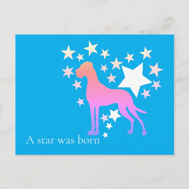 Postal Gran Danés Personalizado Estrella  (Anverso)