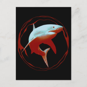 Postal Gran diseño gráfico de tiburones blancos
