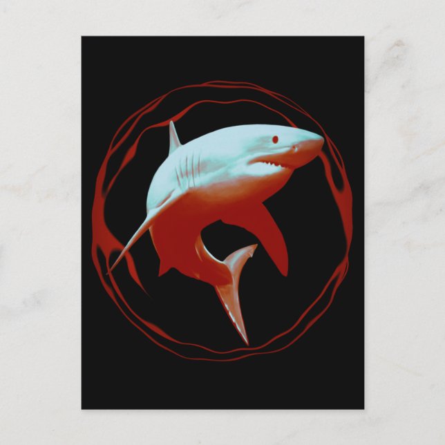 Postal Gran diseño gráfico de tiburones blancos (Anverso)