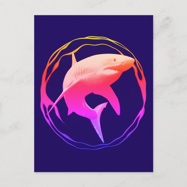 Postal Gran diseño gráfico de tiburones blancos (Anverso)