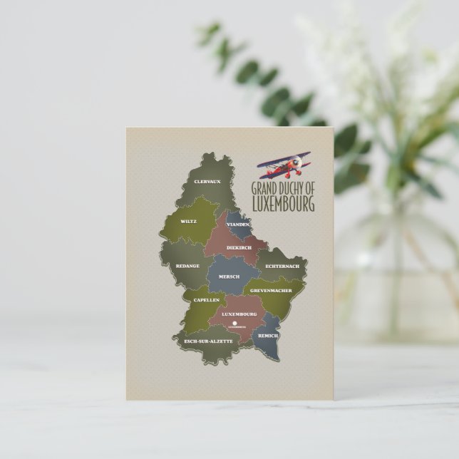 Postal Gran ducado de Luxemburgo mapa (Anverso de pie)