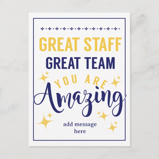 Postal Gran Equipo Gran Personal Agradecimiento Señal | E (Anverso)