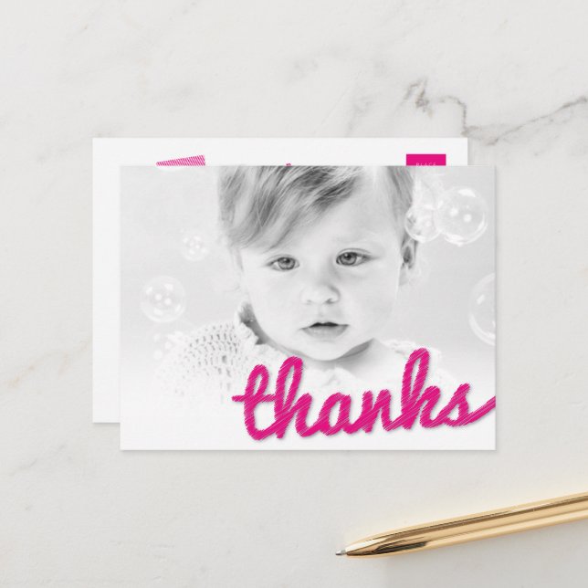 Postal Gran Esbozo Gracias Chica. Foto De Cumpleaños Grac (Anverso/Reverso In Situ)