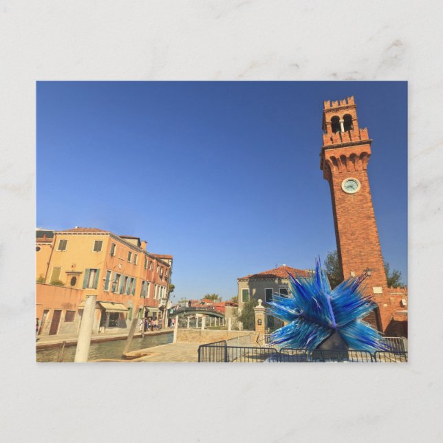 Postal Gran estatua de vidrio y torre de campanilla, Ital (Anverso)