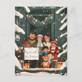 Postal Gran familia en Navidades
