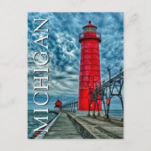 Postal Gran Faro de Haven   Michigan   Gracias