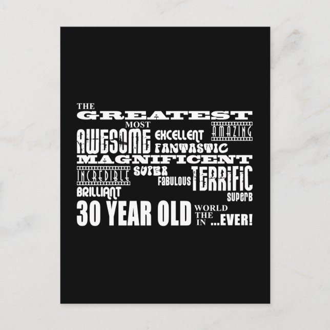 Postal Gran Fiesta de cumpleaños de 30 años con diversión (Anverso)