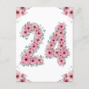 Postal Gran Foliage verde Chica de las flores rosadas de