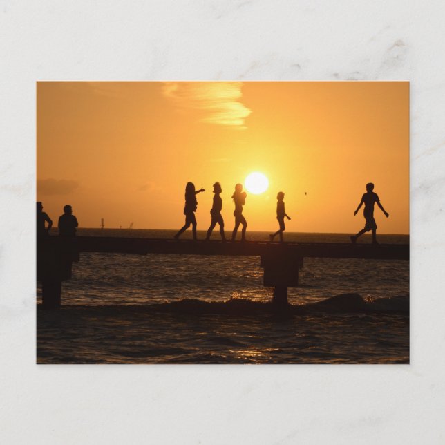 Postal Gran fotografía de niños en el muelle en Key West (Anverso)