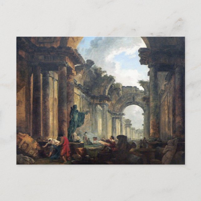 Postal Gran Galería del Louvre en ruinas - 1796 (Anverso)