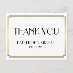 Postal Gran Gatsby Art Deco Boda de Oro Agradecimiento
