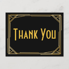 Postal Gran Gatsby Gracias Oro Negro Art Deco Boda